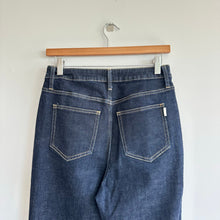 Load image into Gallery viewer, Oliver Logan Russel Denim High Waist Slit Hem Flared Jeans Blue 27
