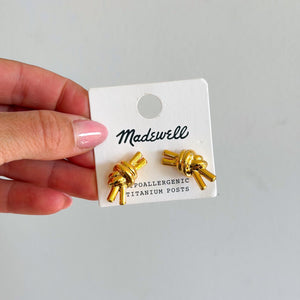 Madewell Knotted Medium Stud Earrings Gold One Size NWT