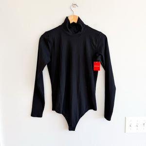 Spanx Suit Yourself Ribbed Turtleneck Long Sleeve Bodysuit Classic Black L NWT