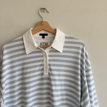 Load image into Gallery viewer, ATM Anthony Thomas Melillo Heavyweight Jersey Striped Mini Polo Dress Blue L
