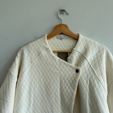 Load image into Gallery viewer, Anthropologie Bella Luxx Asymmetrical 3/4 Sleeve Quilted Jacket Cream XS NWT

