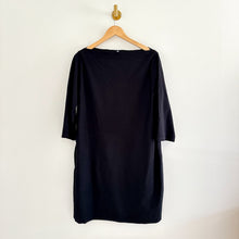 Load image into Gallery viewer, Eileen Fisher Washable Stretch Crepe Shift Dress Black L
