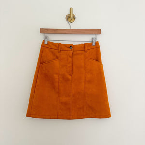 French Connection Faux Suede Lined Casual Mini Skirt Orange 2