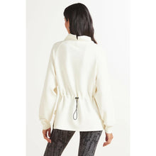 Load image into Gallery viewer, Varley Arcola Mock Neck Pullover Oversized Cinched Waist Sweatshirt Cream M
