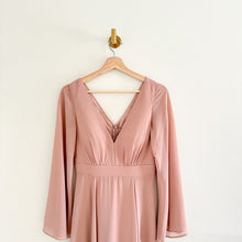 Load image into Gallery viewer, BHLDN Doria Chiffon V-Neck Long Sleeve Maxi Dress Blush Pink 2
