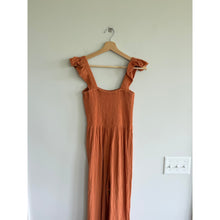 Load image into Gallery viewer, Madewell Lightspun Lucie Flutter Sleeve Smocked Wide Leg Jumpsuit Brown 4
