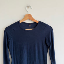 Load image into Gallery viewer, Beyond the Bump by Beyond Yoga Crew Neck Long Sleeve Tee Navy Blue S
