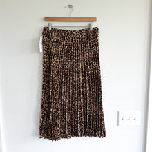 Load image into Gallery viewer, Zara Basic Leopard Print Pleated Tie-Waist Midi Skirt Brown Black L NWT
