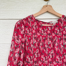 Load image into Gallery viewer, Eliane Rose Floral Print Smocked Long Sleeve Dress Red M

