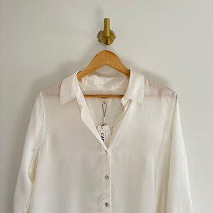 NWT L'Agence Tyler Silk Button Front Shirt Blouse Ivory L