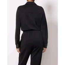 Load image into Gallery viewer, Evereve Myra Long Sleeve Zip Front Collared Jumpsuit Black L
