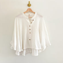 Load image into Gallery viewer, Free People Easy Does It Button Front Dolman Long Sleeve Blouse White M
