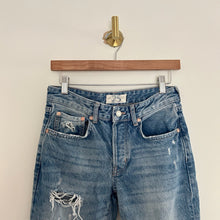 Load image into Gallery viewer, We The Free Good Times Relaxed Distressed Cropped Jeans Blue 25
