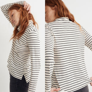 Madewell Whisper Cotton Turtleneck in Ronnie Stripe S
