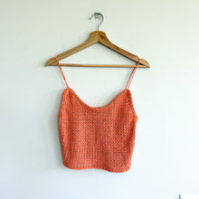 Load image into Gallery viewer, Zara Crochet Knit Scoop Neck Pullover Cropped Tank Top Orange L
