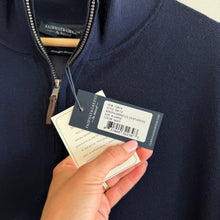 Load image into Gallery viewer, Fairway &amp; Greene Baruffa Merino Wool 1/4 Zip Long Sleeve Windsweater Navy XL NWT
