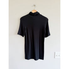Load image into Gallery viewer, Theory Andersi Relaxed Cowl Neck Short Sleeve Blouse Black L NWT
