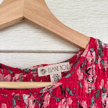 Load image into Gallery viewer, Eliane Rose Floral Print Smocked Long Sleeve Dress Red M
