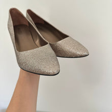Load image into Gallery viewer, VANEli Metallic Glitter Slip-On Pointed Toe Heels Pumps Gold 9
