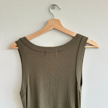 Load image into Gallery viewer, Michael Stars Wren Ruched Side Bodycon Ribbed Dress Topiary Green M
