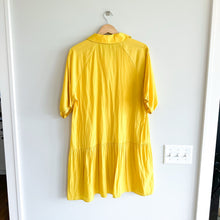 Load image into Gallery viewer, Lola &amp; Sophie Button Front Tiered Short Sleeve Shirt Dress Yellow L
