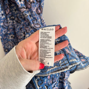 Cleobella Autumn Paisley Print Flutter Sleeve Smocked Midi Dress Blue L