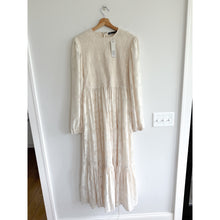 Load image into Gallery viewer, INA Floral Pattern Long Sleeve Smocked Tiered Maxi Dress Cream M NWT
