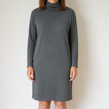 Load image into Gallery viewer, Kit and Ace Cashmere Blend Turtleneck Long Sleeve Dress Gray L

