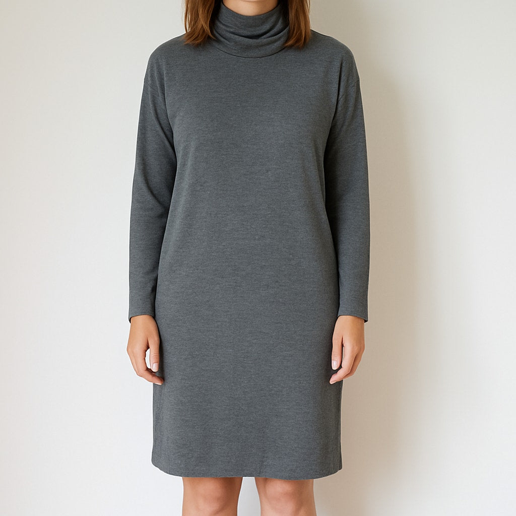 Kit and Ace Cashmere Blend Turtleneck Long Sleeve Dress Gray L