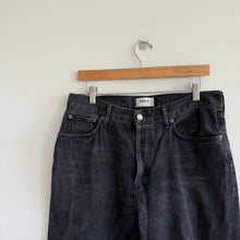Load image into Gallery viewer, Agolde Lana Mid Rise Button-Fly Front Denim Straight Jeans Black 29
