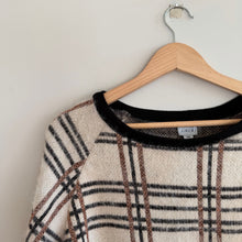 Load image into Gallery viewer, Peyton Jensen Evereve Plaid Metallic Sweater Black Cream XS
