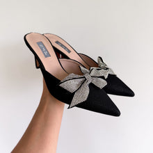 Load image into Gallery viewer, SJP by Sarah Jessica Parker Paley Grand Glitter Bow Mules 40 NEW
