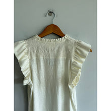 Load image into Gallery viewer, NATION LTD Habiba Fancy Smocked Flutter Sleeve Tank Top White XS
