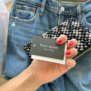 Kate Spade Purl Flower Beaded Purl Mini Shoulder Bag Black NWT