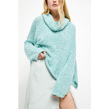 Load image into Gallery viewer, Free People Bff Loopy-Knit Cowl Neck Pullover Sweater Light Blue M
