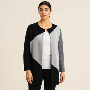 Ann Taylor Colorblock Open Sweater Coat Jacket