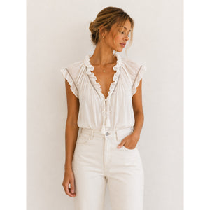 Donna Karan Ultra Matte Jersey Open Side Blouse White S