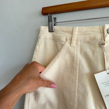 Load image into Gallery viewer, Böhme Khloe Denim Front Slit Cargo Pockets Midi Skirt Cream S NWT
