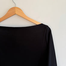 Load image into Gallery viewer, Eileen Fisher Bateau Neck Stretch Crepe Long Sleeve Dress Black M

