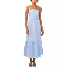 Load image into Gallery viewer, CeCe Bow Back Sleeveless Smocked Cut Out Maxi Dress Blue L
