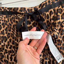 Load image into Gallery viewer, Zara Basic Leopard Print Pleated Tie-Waist Midi Skirt Brown Black L NWT
