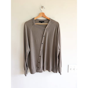 Alexander Wang Merino Wool Asymmetric Button Front Cardigan Sweater Gray M