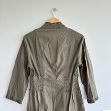 Load image into Gallery viewer, XCVI Smocked Waist Long Sleeve Full Zip Dress Olive Green M NWT

