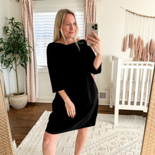 Load image into Gallery viewer, Eileen Fisher Washable Stretch Crepe Shift Dress Black L
