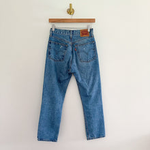 Load image into Gallery viewer, Levi&#39;s 501 Distressed High Rise Button-Fly Denim Straight Jeans Blue 24
