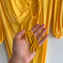 Load image into Gallery viewer, Farm Rio Yellow Piping Cut-Out Balloon Sleeve Midi Dress M NWT

