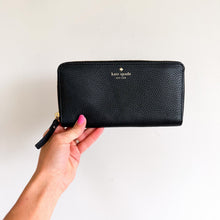 Load image into Gallery viewer, Kate Spade Pebbled Leather Zip-Around Continental Wallet Black NWT
