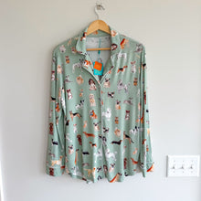 Load image into Gallery viewer, Posh Peanut Luxe Posh Puppies Long Sleeve Pajama Top Green L NWT
