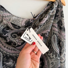 Load image into Gallery viewer, Maruca Novelo Silk Paisley Asymmetrical Shrug Gray Black NWT
