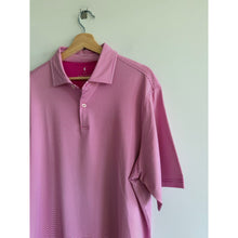 Load image into Gallery viewer, Fairway &amp; Greene Mini Striped Short Sleeve Polo Shirt Pink White XL
